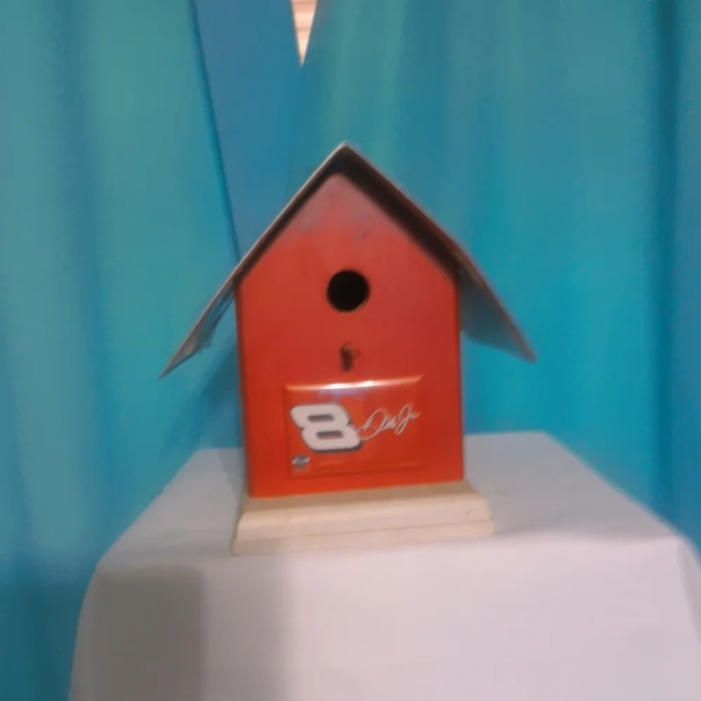 Nascar Red Birdhouse with Metallic Roof